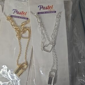 Lot Of 12...Gold and Silver Heart Lock Necklaces